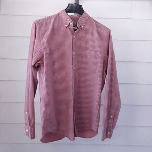 J.Crew Pink Gingham Button Down Shirt Vintage Size M 100% Cotton Preppy